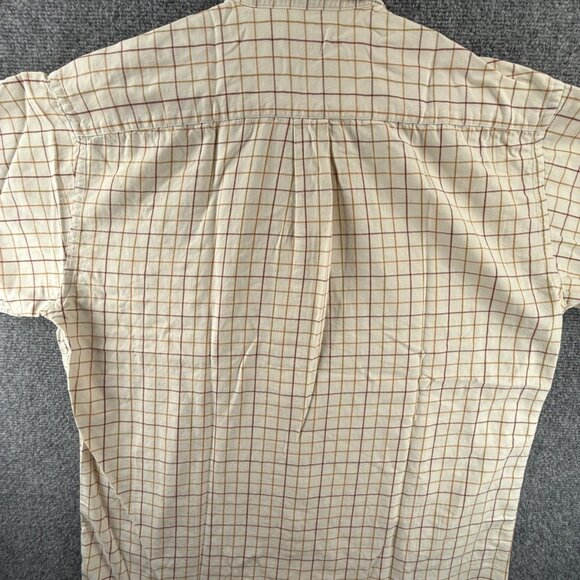 Viyella Brown Yellow 16 Check Button-Down Wool Cotton Short Sleeve Shirt Men - Picture 13 of 13
